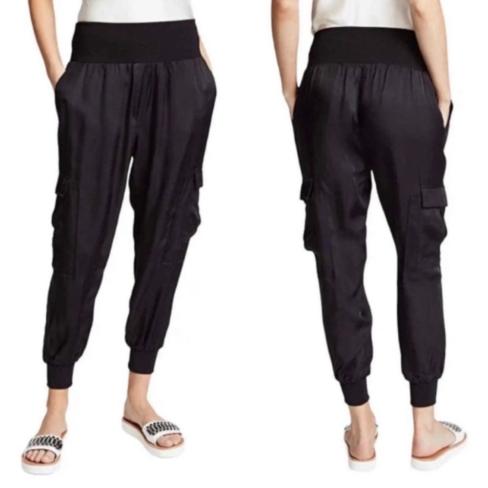 cinq a sept Black Cargo Jogger Pants with Ribbed Waistband